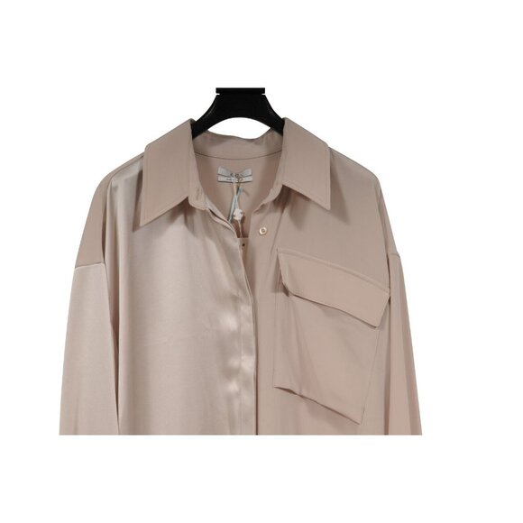 CO Essentials Collection Belted Pocket Shirt Dress Large Champagne Beige - Picture 11 of 16